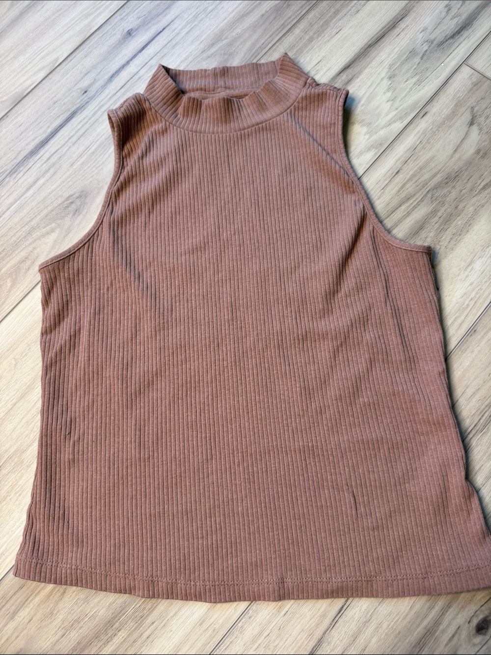 Mock neck ribbed top